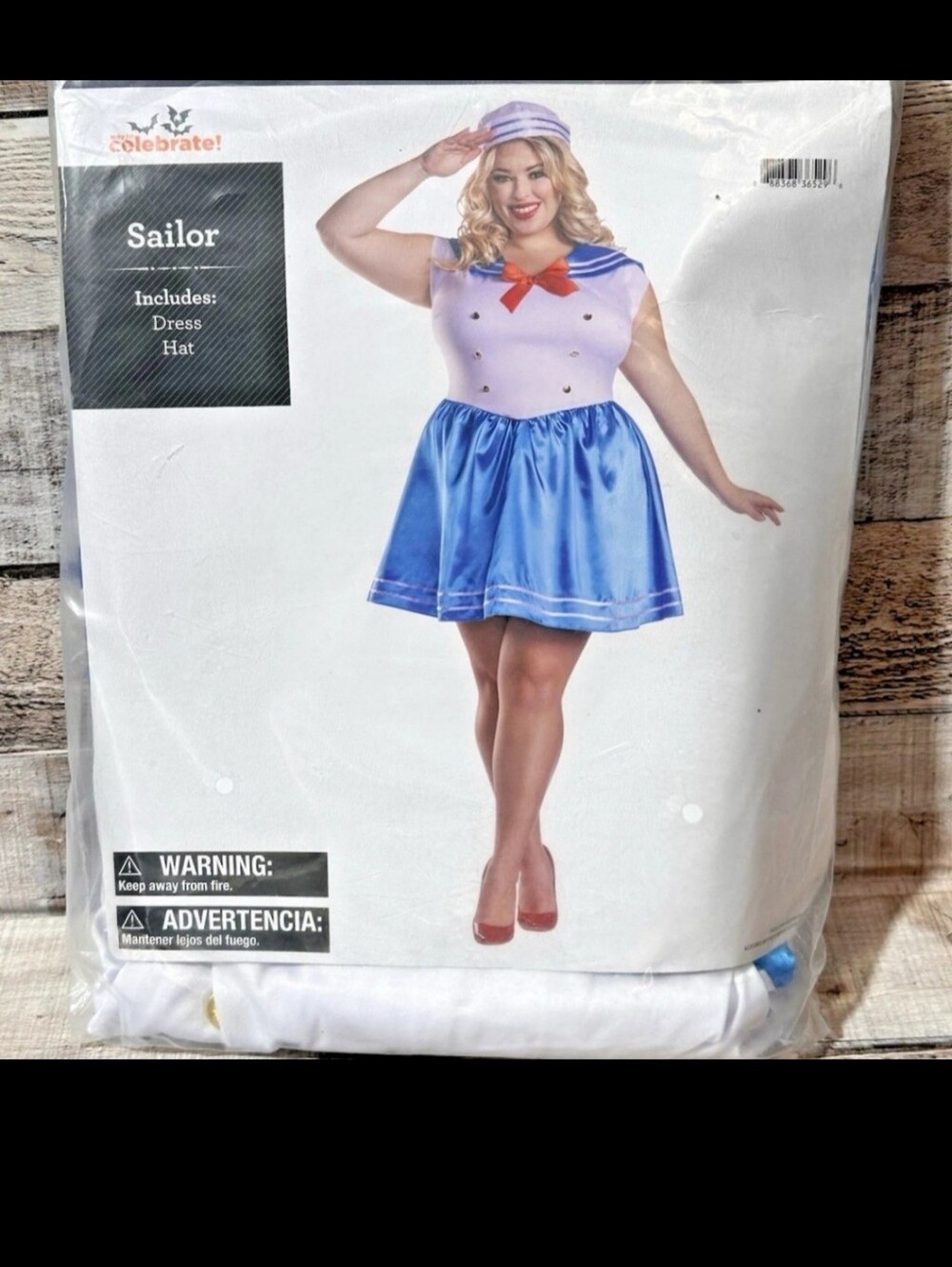 Plus-Size Blue Sailor Dress Costume with Hat